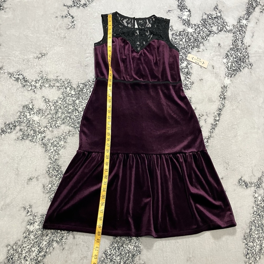 Nanette‎ Lepore Velvet Lace Dress Womens Size 8 Plum Very Black Sleeveless NWT - Picture 5 of 12